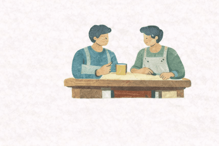 Two people meeting to share a skill